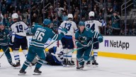 Celebrini takes NHL points lead as Sharks top Jets 2