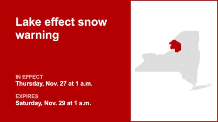 Lake effect snow warning for Jefferson and Lewis counties from Thursday to Saturday