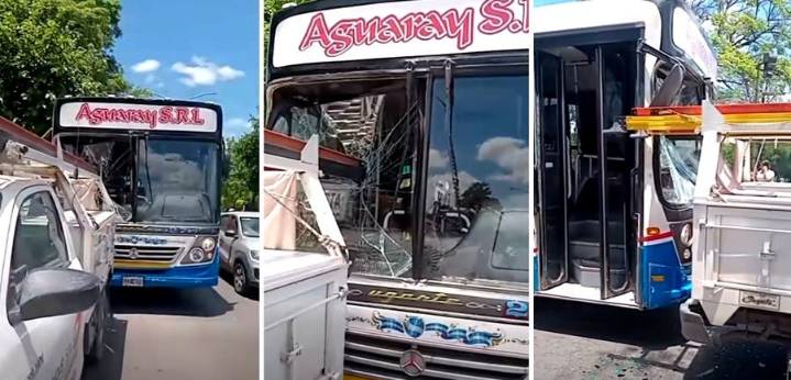 Un colectivo se quedó sin frenos y chocó a una camioneta de EDET
