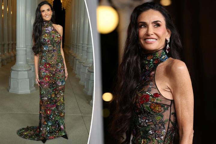 Demi Moore wears sheer floral gown to 2025 LACMA Art + Film Gala