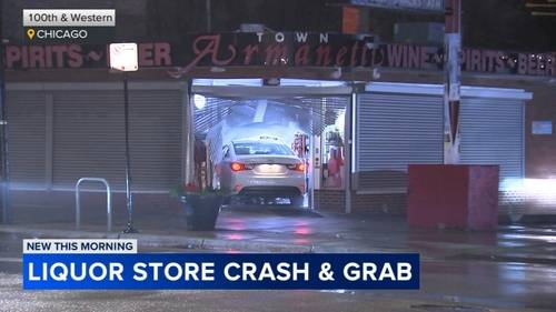 Burglars crash car into Armanetti Town Liquor Store  on Western Avenue in Beverly, Chicago police say