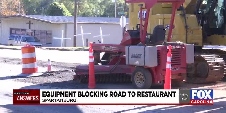 Spartanburg officials explain equipment blocking road to restaurant