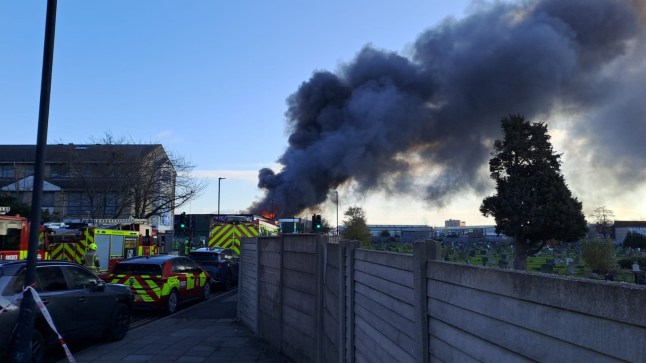 Huge plumes of smoke seen across London skyline after fire breaks out