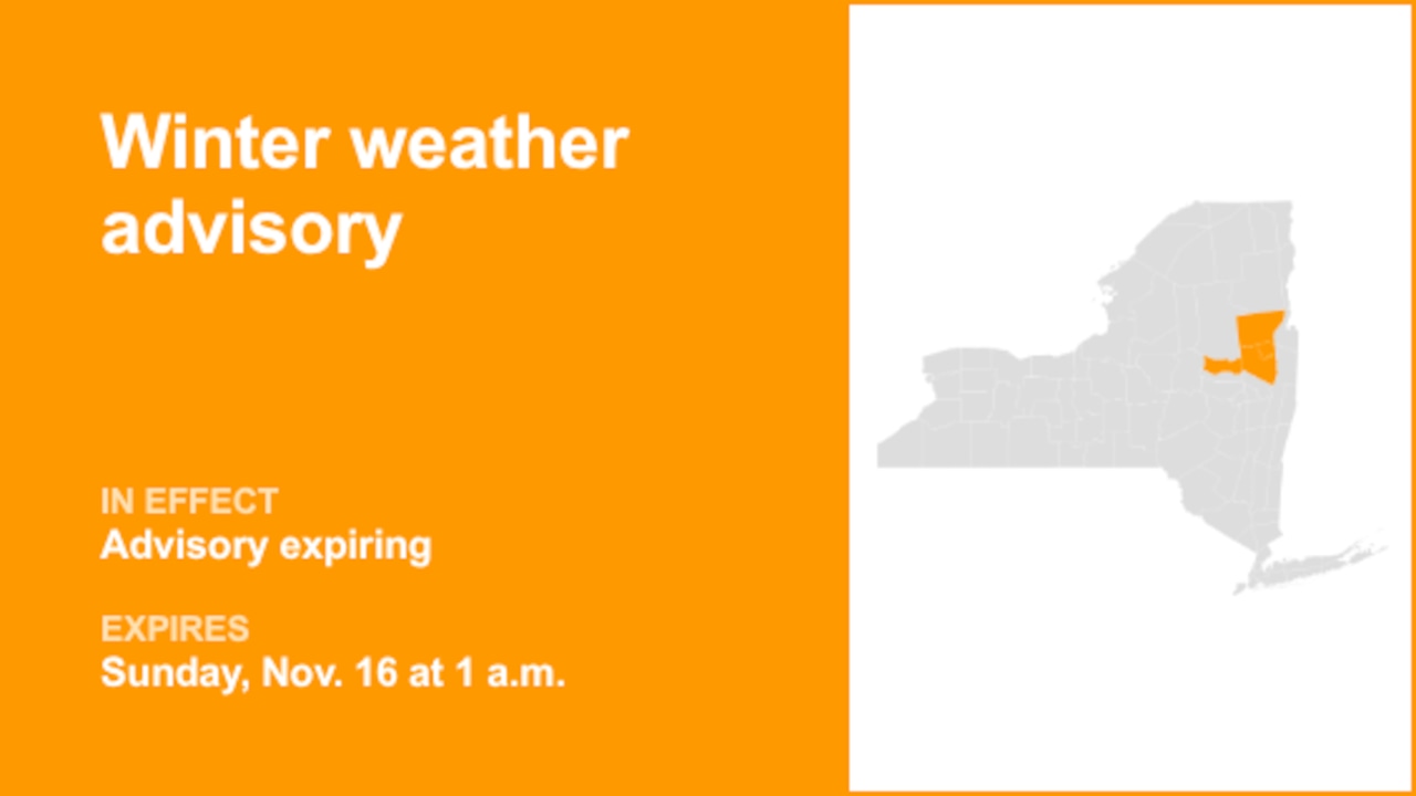 NY weather: Winter weather advisory previously issued for New York will expire at 1 a.m.