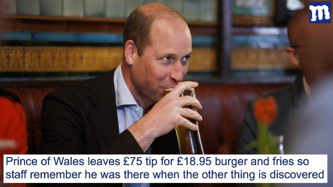 Prince William leaves £75 tip to establish alibi