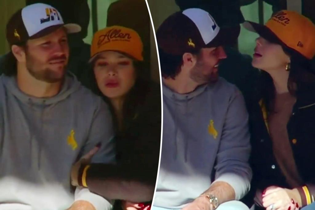 Hailee Steinfeld cozies up to Josh Allen at NFL star's college jersey retirement ceremony