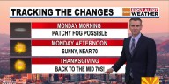 Patchy fog possible for Monday morning commute, mild Thanksgiving coming
