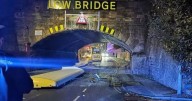 Bus ploughs into low bridge as roof ripped clean off in horror collision
