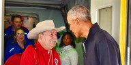 Former President Obama greets Badger Honor Flight veterans in Washington D.C.