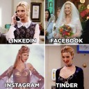 Celebrities Are Making Fun Of How Differently We Present Ourselves On Social Media Platforms With New Viral Challenge (10 Pics)