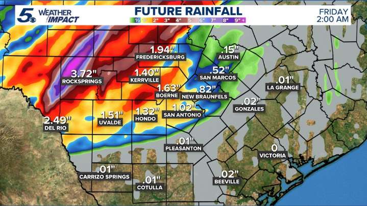 Flood Watch for counties outside San Antonio through Friday morning