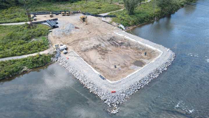 Blasting for sewer line crossing near French Broad River…