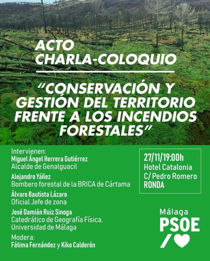 El PSOE organiza en Ronda una charla-coloquio sobre incendios forestales