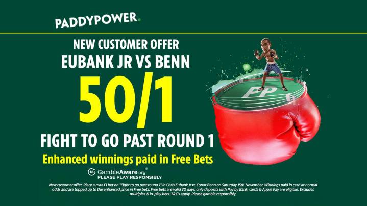 Chris Eubank Jr v Conor Benn betting offer: Get 50/1 on the fight to go past the first round with Paddy Power