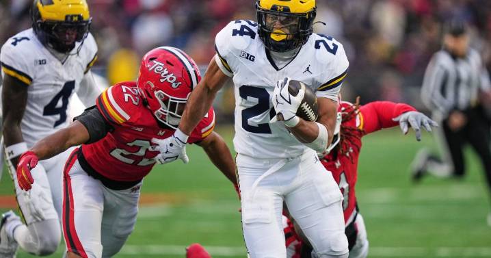 Substitute RB Kuzdzal runs for 100 yards and 3 TDs to lift No. 18 Michigan over Maryland 45