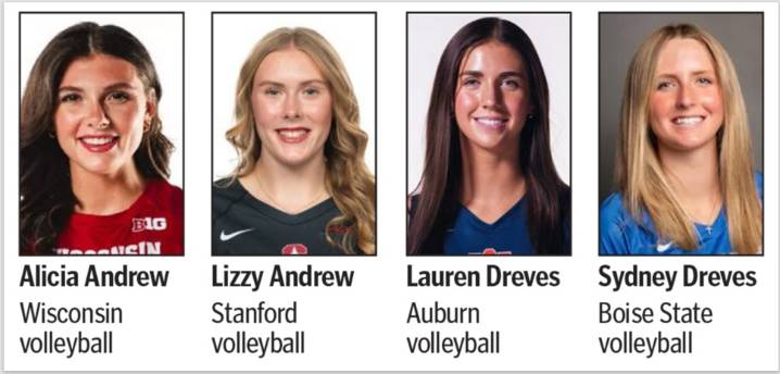 Andrew, Dreves sisters head toward NCAA volleyball postseason