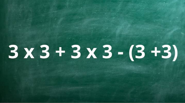 ¿Cuánto es 3 x 3 + 3 x 3 - (3 +3)? La cuenta matemática que pone a prueba a los genios