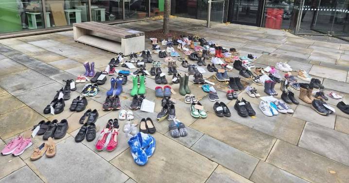 Why dozens of pairs of children's shoes have been lined up outside council HQ
