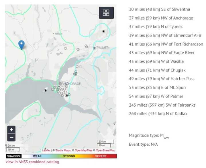 Magnitude 6.0 Earthquake Shakes Southcentral Alaska; Felt as Far as Fairbanks