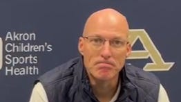 Akron's John Groce on son scoring in basketball win vs Princeton