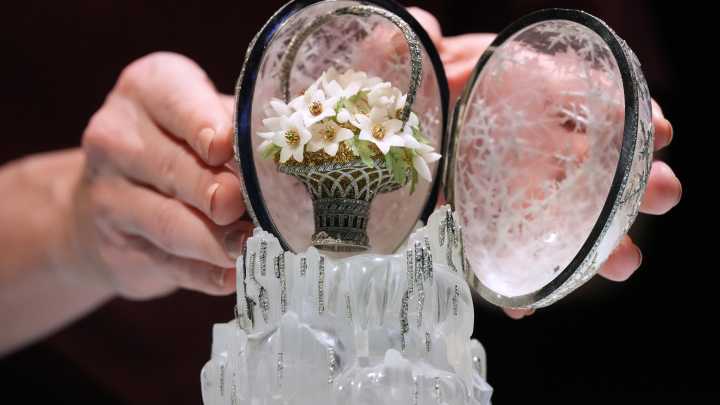 A crystal Fabergé egg crafted for Russian royalty is expected to sell for more than $26 million