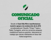 Villa Mitre expresó su apoyo a Tapia y Toviggino en medio de cuestionamientos a la conducción de la AFA