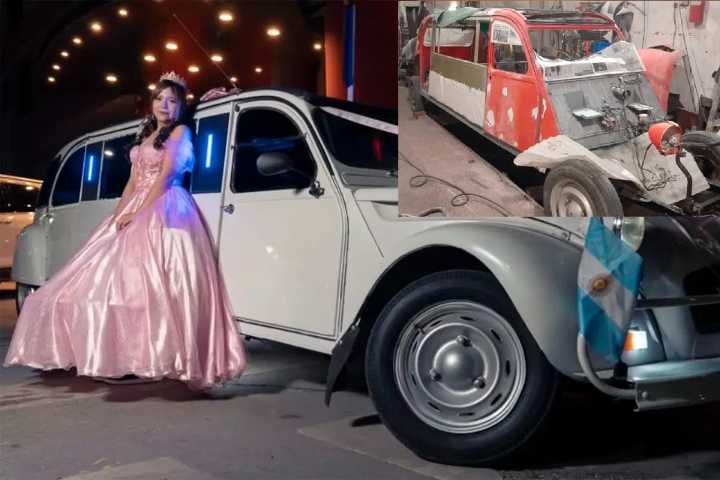 Transformó un Citroën en una limusina para los 15 años de su hija