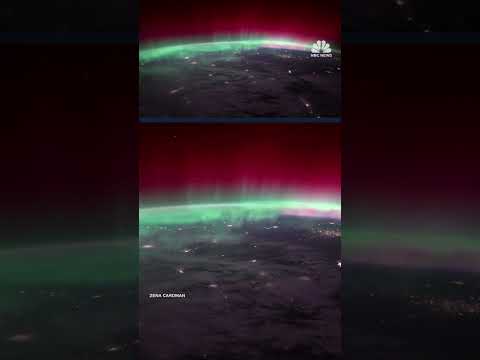 NASA video shows aurora and lightning flash across U.S.