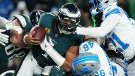 Jalen Hurts' lone touchdown leads Philadelphia Eagles to 16-9 victory over Detroit Lions in lackluster offensive game