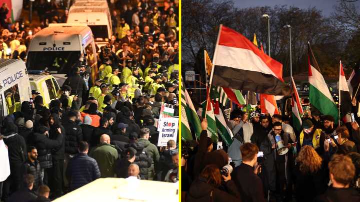 Arrests made during tense protests as police confirm official reason for ban on Maccabi Tel Aviv fans at Aston Villa match