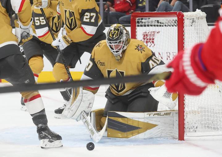 Golden Knights’ Akira Schmid posts shutout against Detroit Red Wings