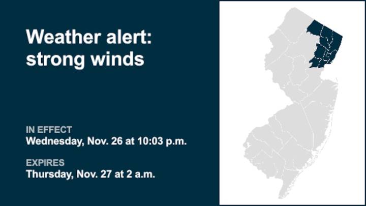 Update: Weather alert for strong winds in 5 N.J. counties until 2 a.m. Thursday