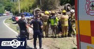 Accidente en el interior de Córdoba: una camioneta perdió una rueda y volcó
