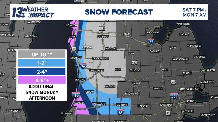 Heavy, localized lake-effect snow Sunday into Monday