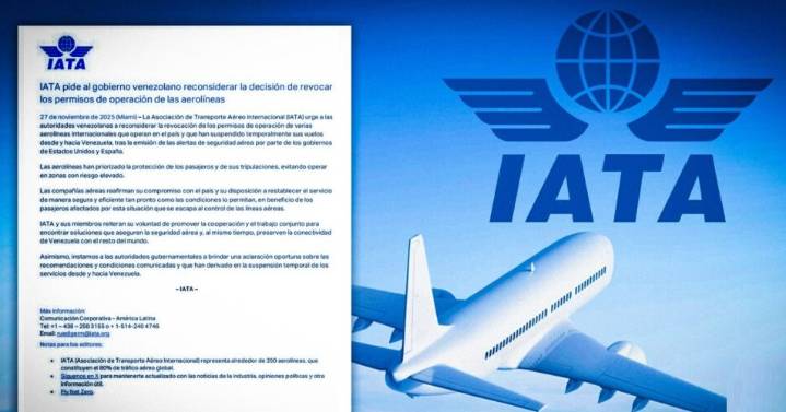 La IATA recula y pide a Venezuela reconsiderar revocación de permisos de vuelos