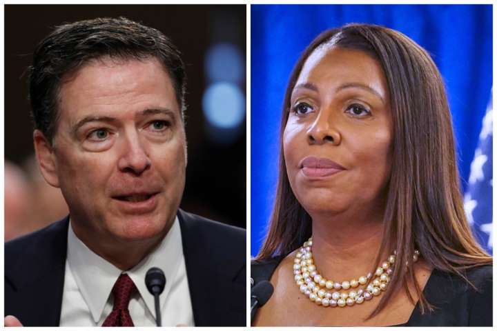 DOJ says don't toss Comey, James cases over 'paperwork error'