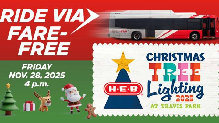 VIA offering free rides to Christmas tree lighting at Travis Park