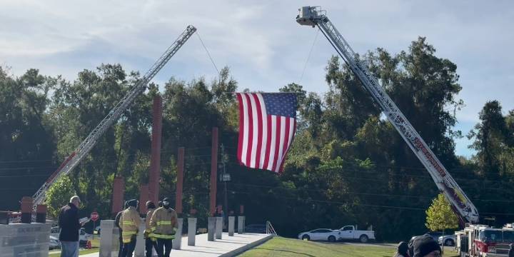 Gainesville, Alachua County leaders unveil new flagpoles at Veterans Memorial Park