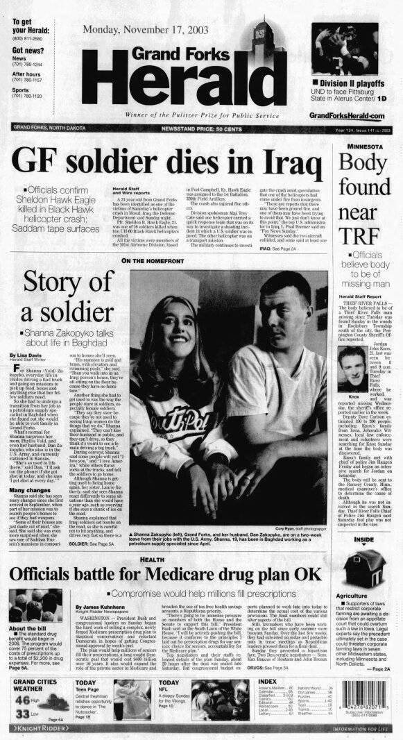 Today in History: November 17, 2003 - Grand Forks soldier dies in Iraq