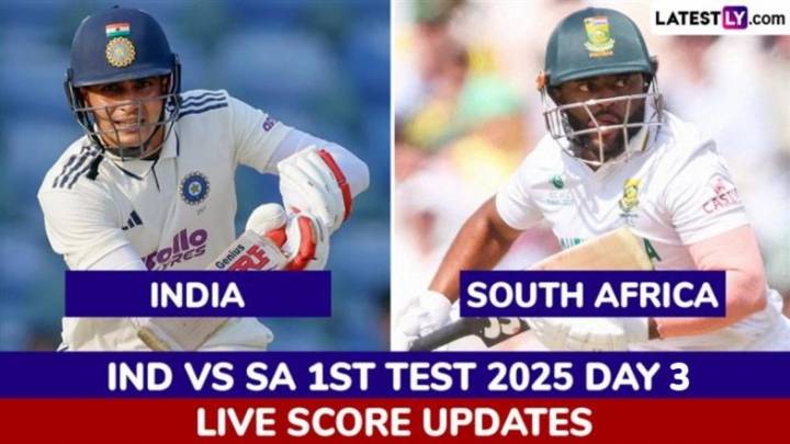 Cricket SA 144/8 in 50 Overs (Lead by 114 Runs) | India vs South Africa Live Score Updates of 1st Test 2025 Day 3: Temba Bavuma Slams 26th Test Fifty