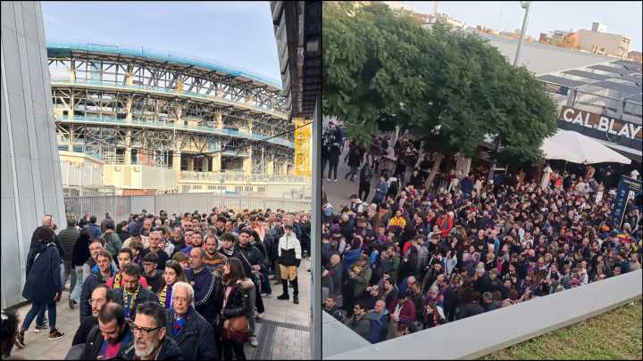 Caos total en el Camp Nou: miles de aficionados colapsan los accesos por un fallo tecnológico del Barça
