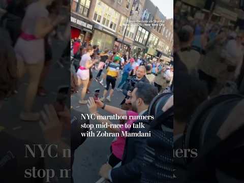 NYC marathon runners stop to talk with Zohran Mamdani