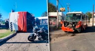 Vuelca camión tras chocar contra otra unidad en el Centro de Hermosillo: 5 pasajeros resultan heridas