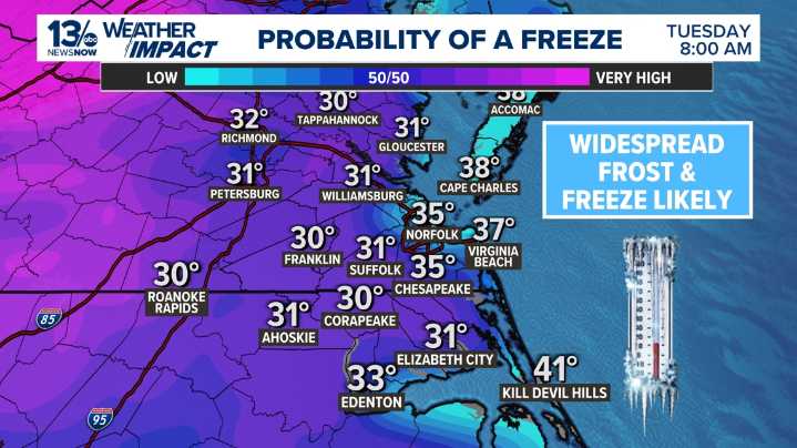 First frost of the season to hit ahead of Tuesday morning freeze