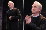 Tom Felton cries as Draco Malfoy in 'Harry Potter and the Cursed Child' debut