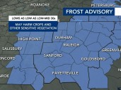 Frost advisory Sunday morning before rain moves in later