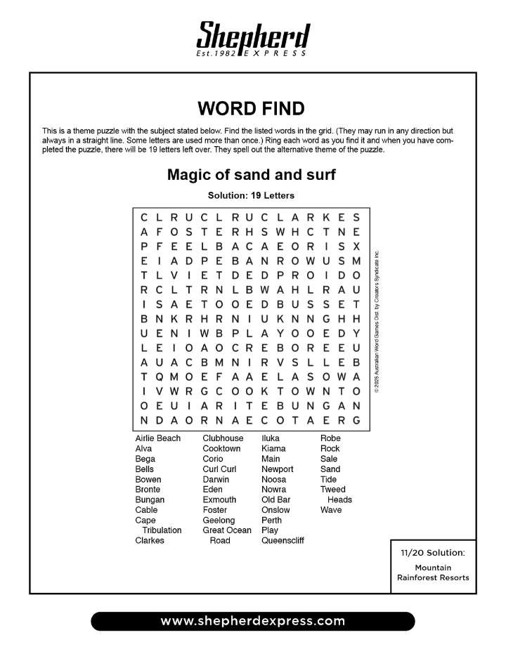 Word Find: Nov. 27, 2025