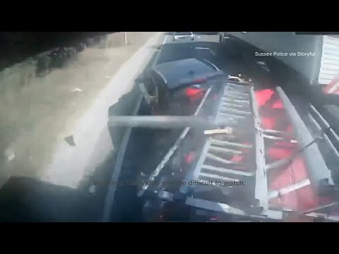 Video and 911 call released of truck driver crashing into parked cars