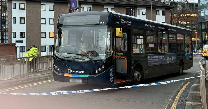 Police tape off busy Glasgow area after pedestrian hit by bus