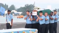 Mortal remains of Wing Commander Namansh Syal repatriated to Sulur Air Base in Tamil Nadu